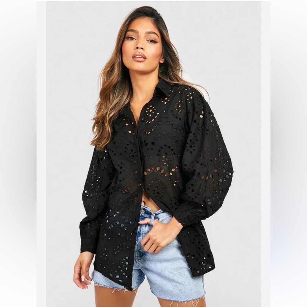 Y.A.S. Black Embroidered/Eyelet Shirt or Dress(NWT)